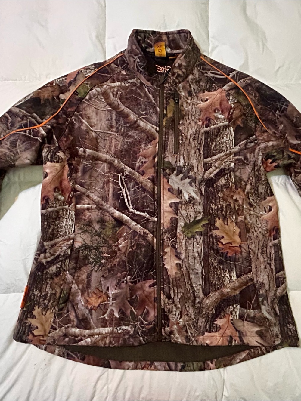 SHE Realtree Camo fleece Softshell hunting Jacket with Orange Piping XXL
